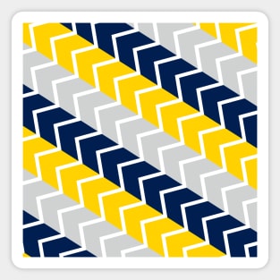 Blue Yellow And Grey Stripe And Zig Zag Abstract Pattern Design Magnet